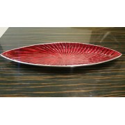 Red Metal Boat Shaped Serving Tray